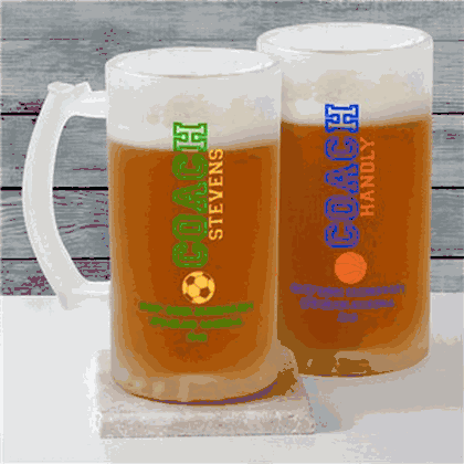 Personalized Coach Sports Icon Frosted Glass Stein