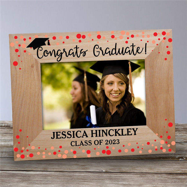 Personalized Congrats Graduate Confetti Dots Picture Frame