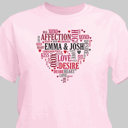 Personalized Couples Heart T-Shirt