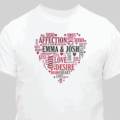 Personalized Couples Heart T-Shirt