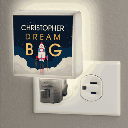 Personalized Dream Big Rocket Ship Night Light