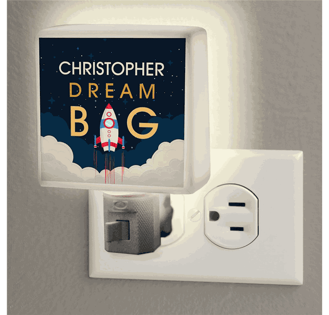 Personalized Dream Big Rocket Ship Night Light