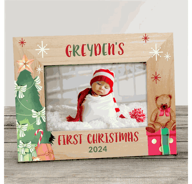 Personalized First Christmas Wooden Frame