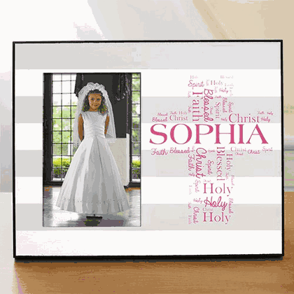 Personalized First Communion Picture Frame- Cross