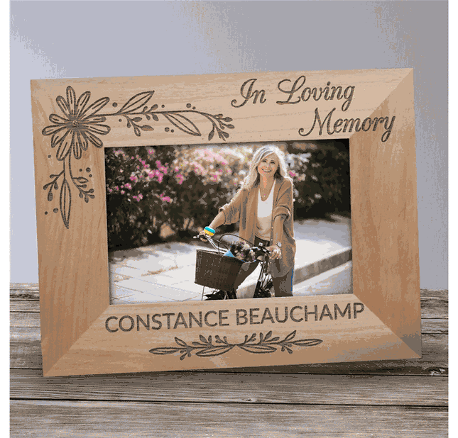 Personalized Floral in Loving Memory Wood Frame
