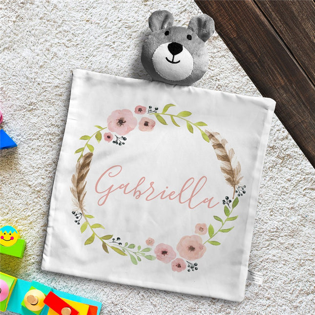 Personalized Flower Wreath Bear Lovie