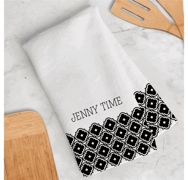 Personalized Geometric Decorative Tile Dish Towel
