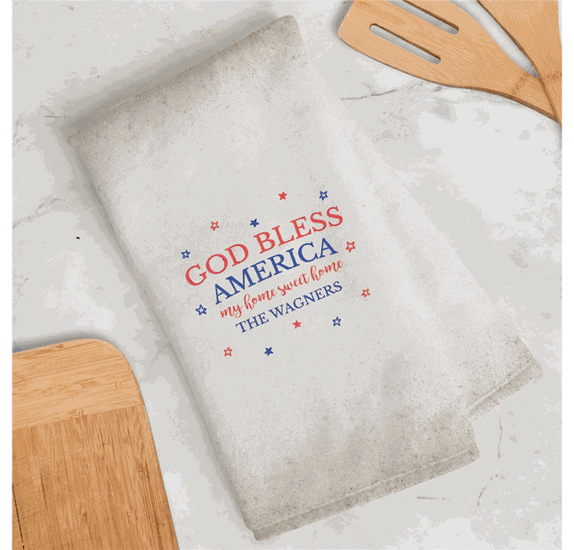 Personalized God Bless America Dish Towel