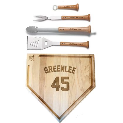 Personalized Grand Slam Grill Tool Set With 17 Inch Trough Cutting Board