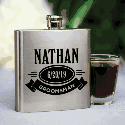 Personalized Groomsmen Banner Stainless Steel Flask
