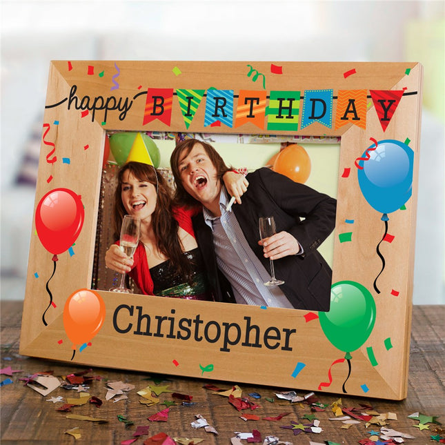 Personalized Happy Birthday Fun Confetti Wood Frame