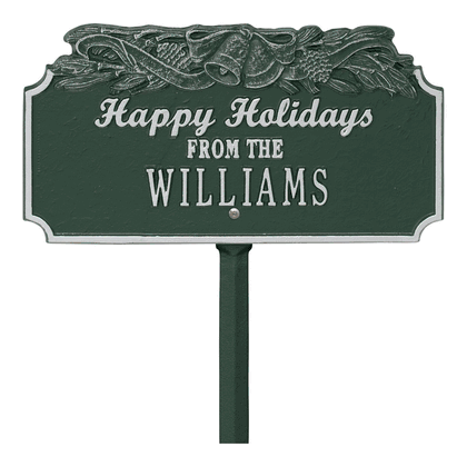 Personalized Happy Holidays Bells Lawn Plaque