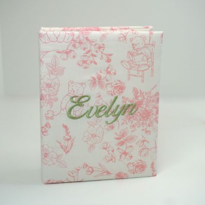 Personalized Hardbound Photo Album - Beary Blossoms Toile Medium
