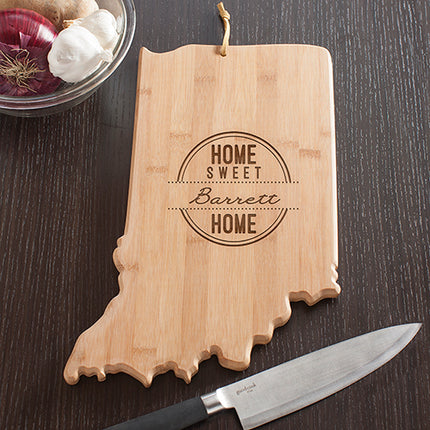 Personalized Home Sweet Home Indiana Cutting Board