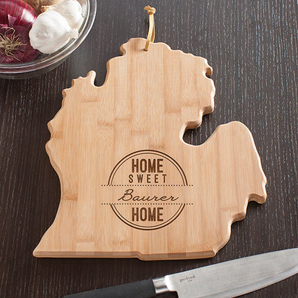 Personalized Home Sweet Home Michigan Cutting Board