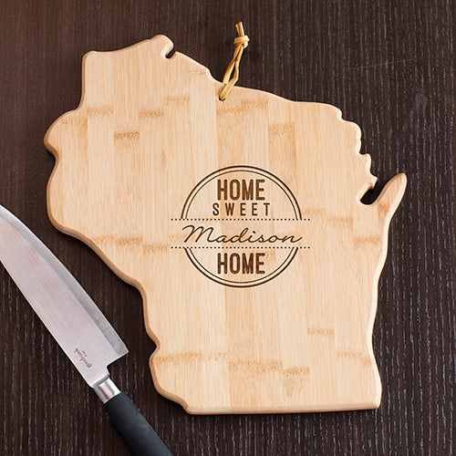 Personalized Home Sweet Home Wisconsin Cutting Board