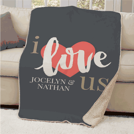 Personalized I Love Us Sherpa Blanket