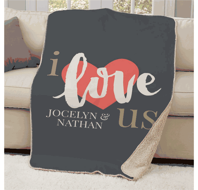 Personalized I Love Us Sherpa Blanket