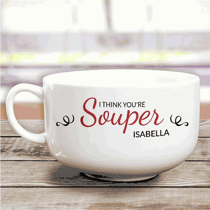 Personalized I Think You're Super Ceramic Bowl