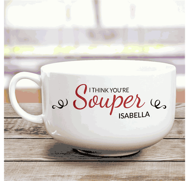 Personalized I Think You're Super Ceramic Bowl
