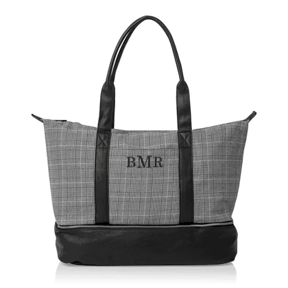 Personalized Initial Glen Plaid Luggage Tote