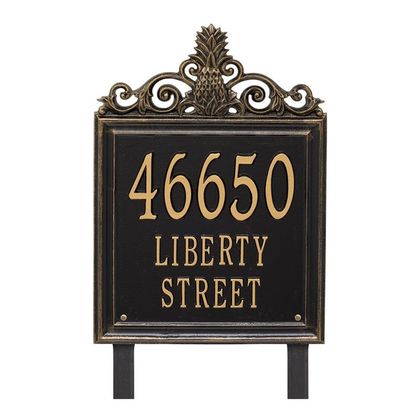 Personalized Lanai Pineapple Estate 3 Line Lawn Plaque