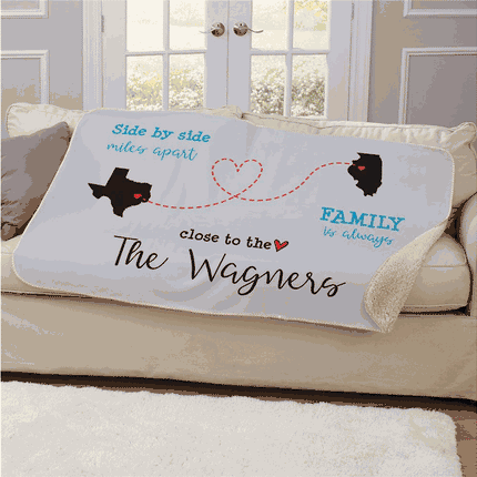 Personalized Long Distance Family Sherpa Blanket