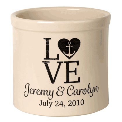 Personalized Love Anchor 2 Gallon Stoneware Crock