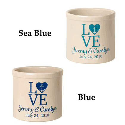 Personalized Love Anchor 2 Gallon Stoneware Crock