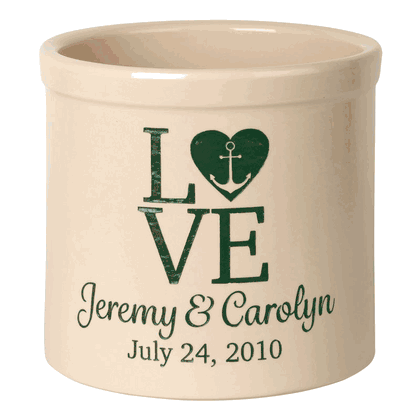 Personalized Love Anchor 2 Gallon Stoneware Crock