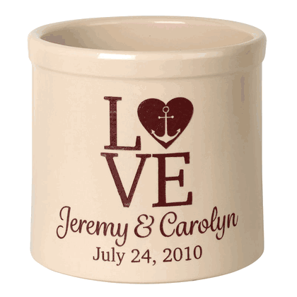 Personalized Love Anchor 2 Gallon Stoneware Crock