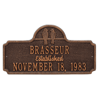 Personalized Love Birds Anniversary Plaque