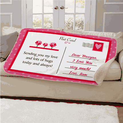 Personalized Love & Romance Postcard Sherpa Blanket