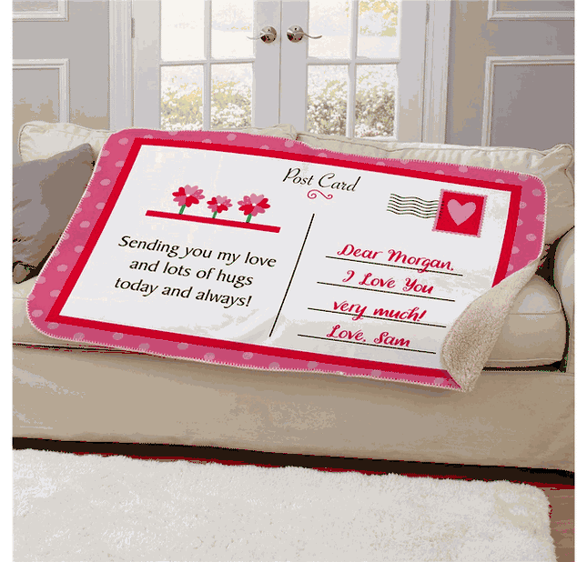 Personalized Love & Romance Postcard Sherpa Blanket