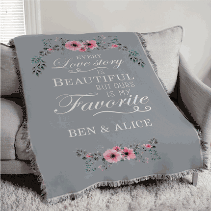 Personalized Love Story Afghan Throw