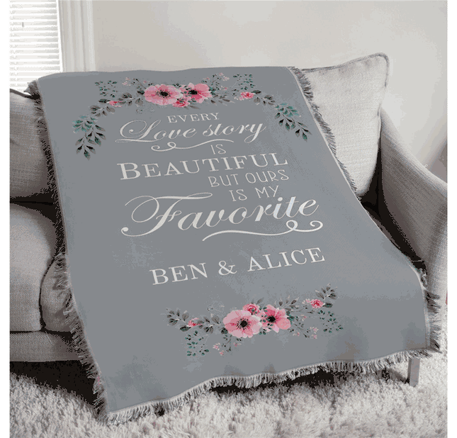Personalized Love Story Afghan Throw