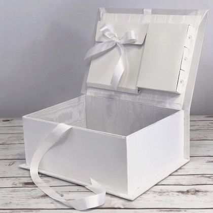 Personalized Matte Satin Medium Baby Keepsake Box with Cross