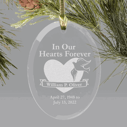 Personalized Memorial Oval Glass Ornament