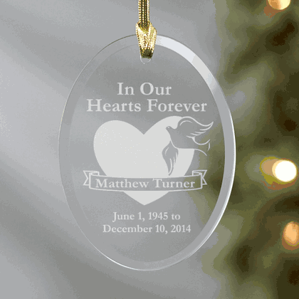 Personalized Memorial Oval Glass Ornament