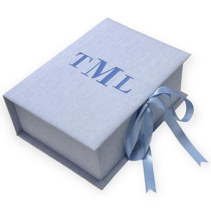 Personalized Micro Striped Cotton Medium Baby Keepsake Box