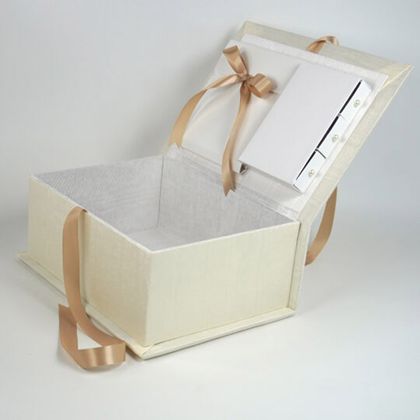 Personalized Moire Medium Baby Keepsake Box with Cross