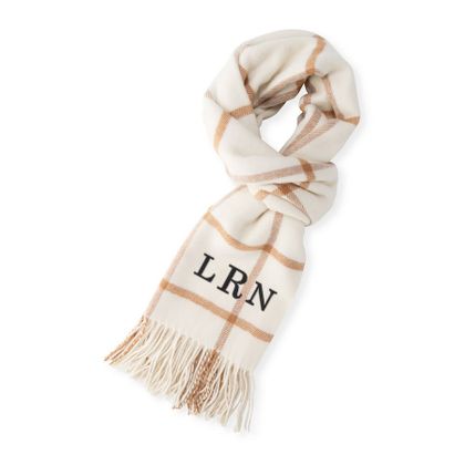 Personalized Monogram Camel & Tan Blanket Scarf