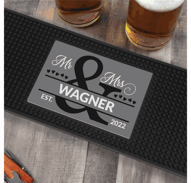 Personalized Mr and Mrs Printed Bar Mat