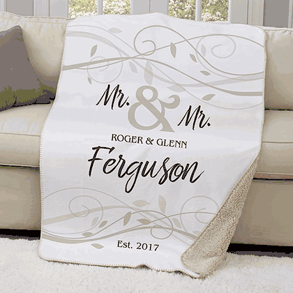 Personalized Mr and Mrs Wedding Sherpa Throw