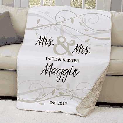 Personalized Mr and Mrs Wedding Sherpa Throw