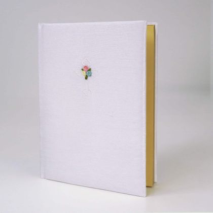 Personalized My Catholc Childrencs Bible Shantung With Cross & Flowers