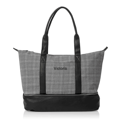 Personalized Name Glen Plaid Luggage Tote