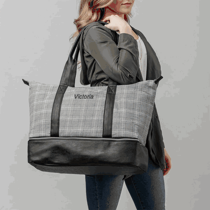 Personalized Name Glen Plaid Luggage Tote