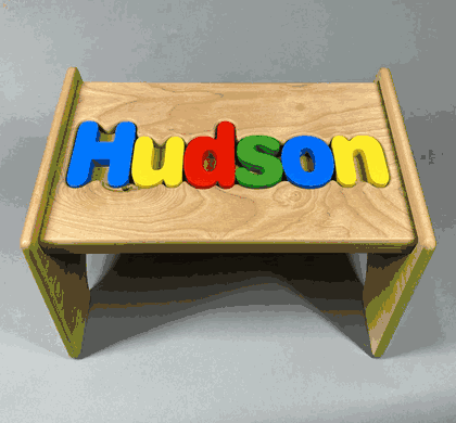 Personalized Name Puzzle Stool - Natural