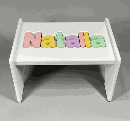 Personalized Name Puzzle Stool - White